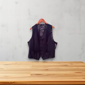 Axist Men's Vest Size Large Navy Blue 100% Wool Tweed Waistcoat Formal Wedding